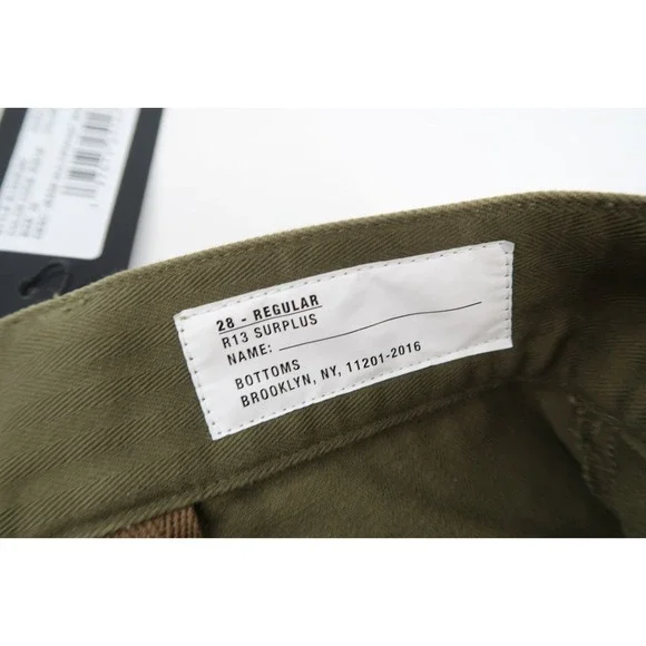 R13 Jesse Multipocket Short Womens 28 Regular Surplus Olive Herringbone US 8 New - Picture 11 of 16